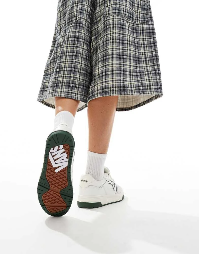 Vans Vans upland chunky leather trainers in white and dark green 2