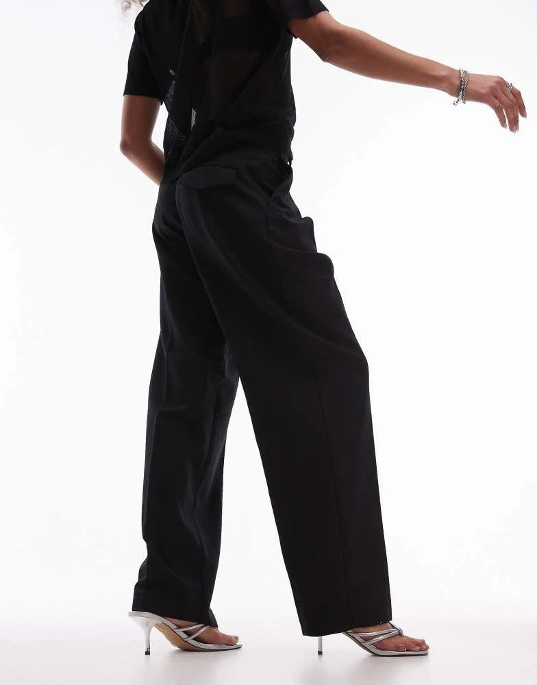ARKET ARKET stretch wool blend tailored straight leg trousers in black 4