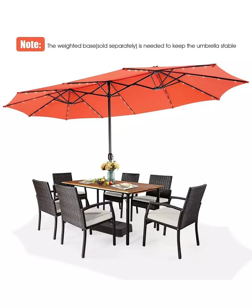 GOUUN 15 Feet Twin Patio Umbrella with 48 Solar LED Lights 4