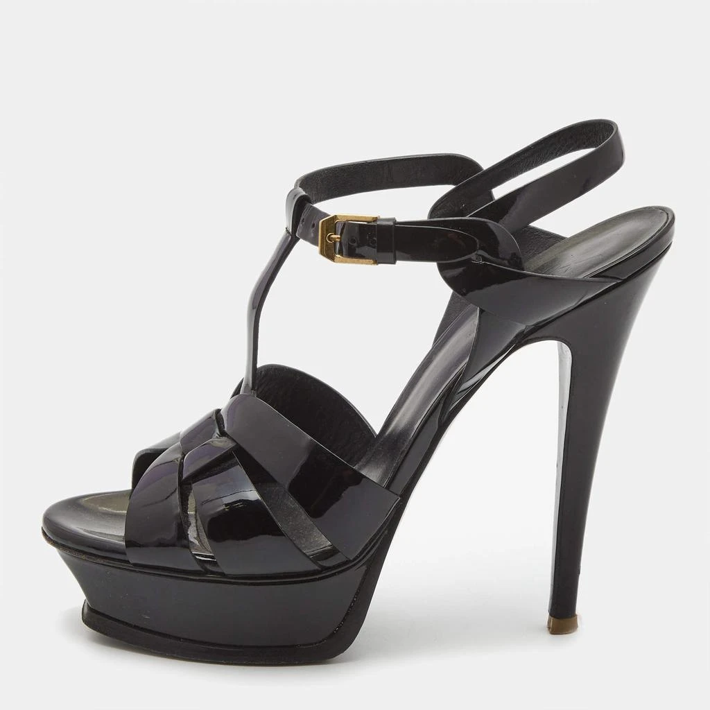 Yves Saint Laurent Saint Laurent Black Patent Tribute Ankle Sandals Size 37.5 1