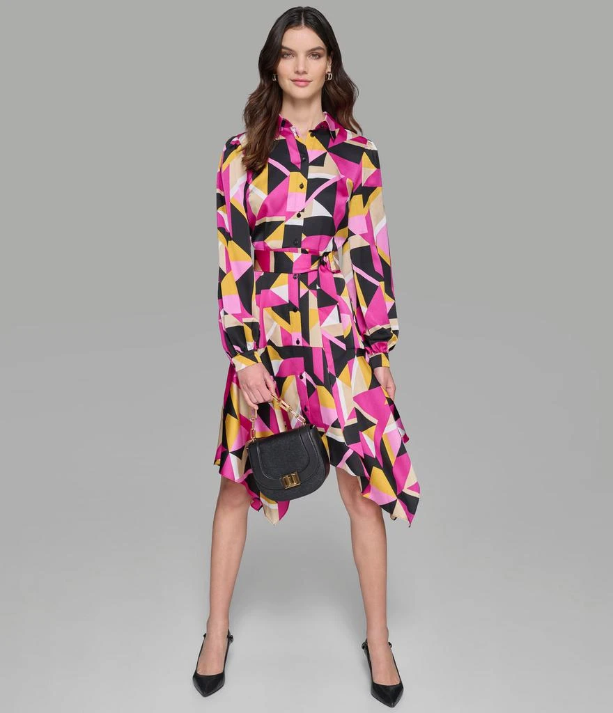 Karl Lagerfeld Paris PRINTED SHIRT DRESS WITH HANKY HEM 8
