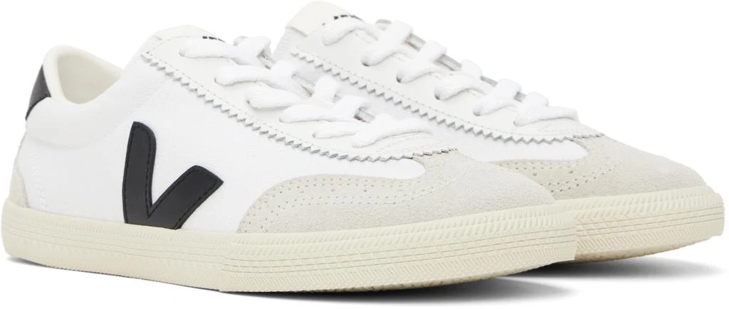 Veja White & Black Volley Canvas Sneakers 4