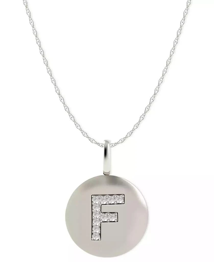 Macy's 14k Yellow, White, or Rose Gold Necklace, Diamond Letter F Disk Pendant (1/10 ct. t.w.) 2