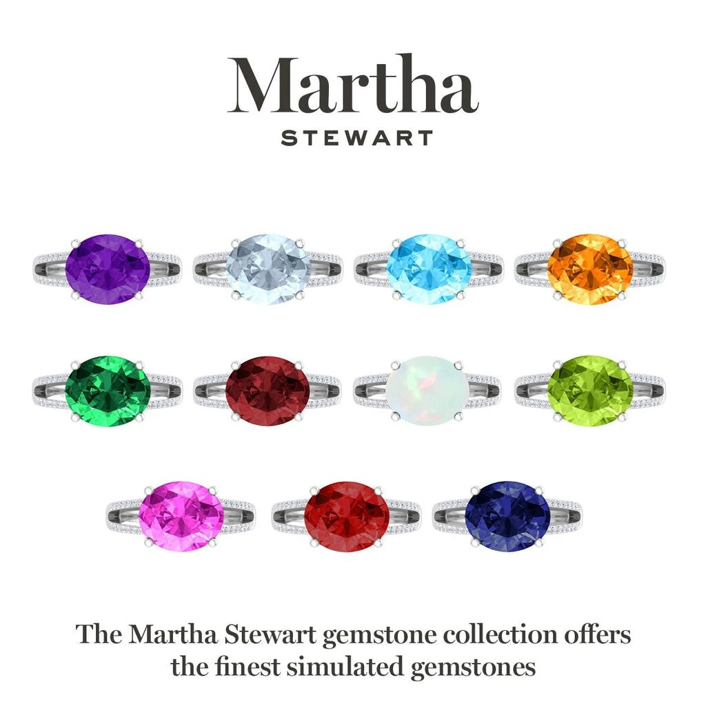 Martha Stewart 4 1/2 Carat Oval Shape Gemstone Ring with Lab Grown Diamonds in Sterling Silver, Choose Your Gemstone 5