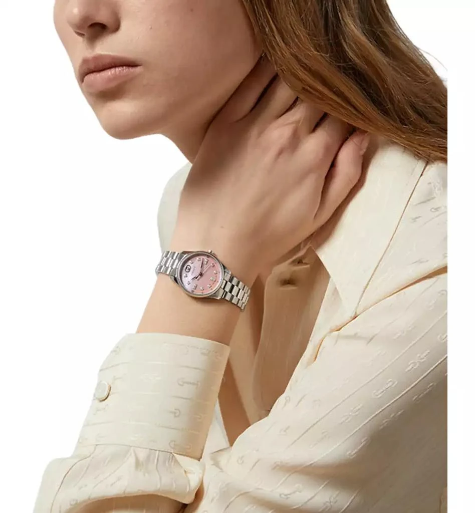 Gucci Women's Swiss G-Timeless Diamond (1/8. ct. t.w.) Stainless Steel Bracelet Watch 29mm 2