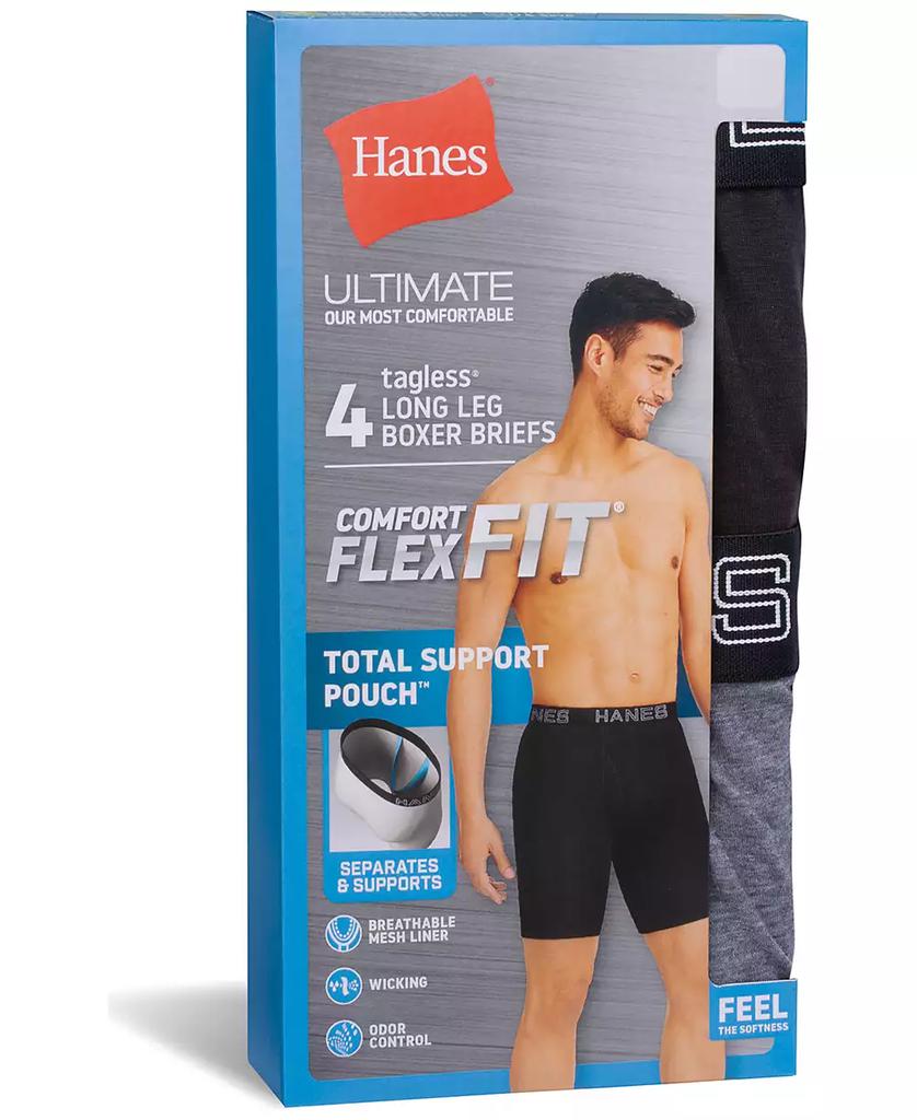Hanes Men's Ultimate® ComfortFlex Fit® 4-Pk. Moisture-Wicking Long-Leg Boxer Briefs