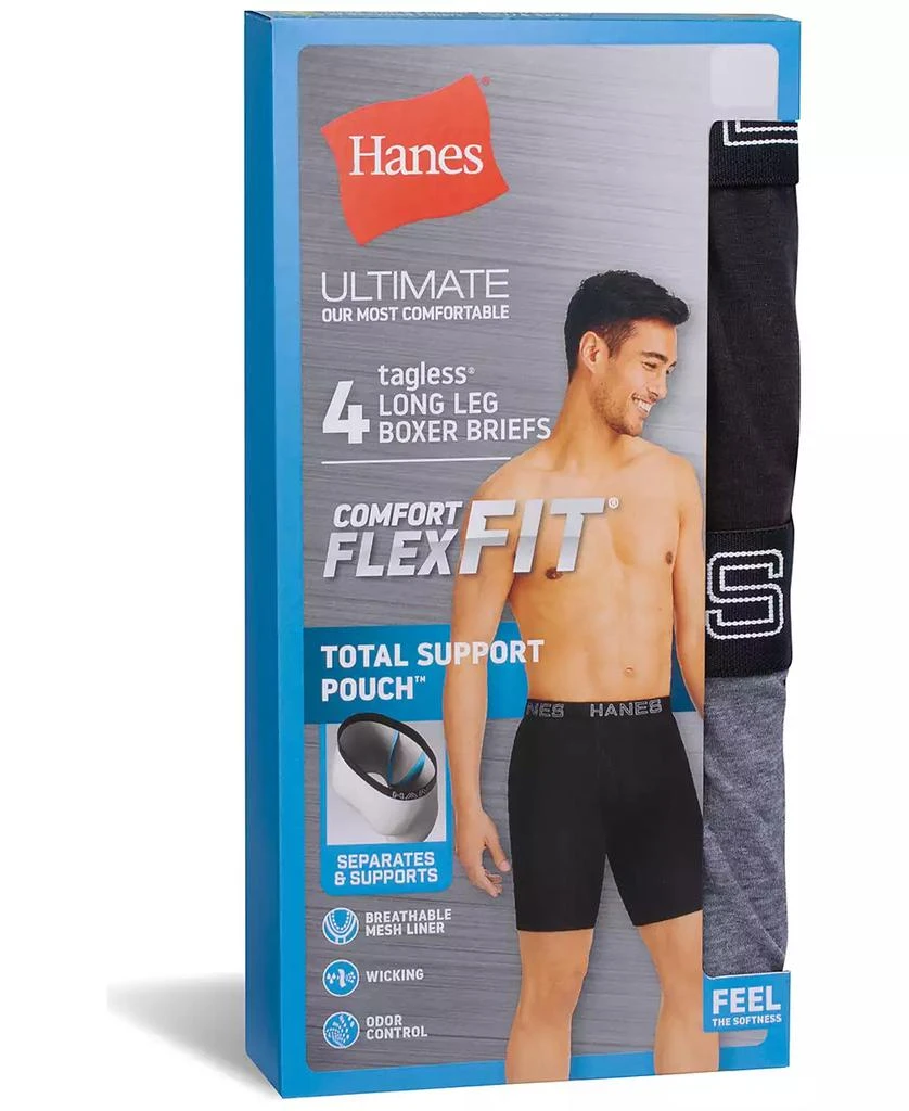 Hanes Men's Ultimate® ComfortFlex Fit® 4-Pk. Moisture-Wicking Long-Leg Boxer Briefs 2