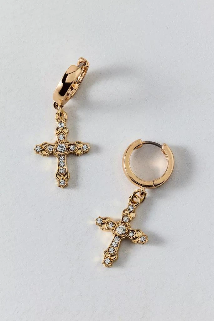 Urban Outfitters Maria Rhinestone Cross Hoop Earring 3