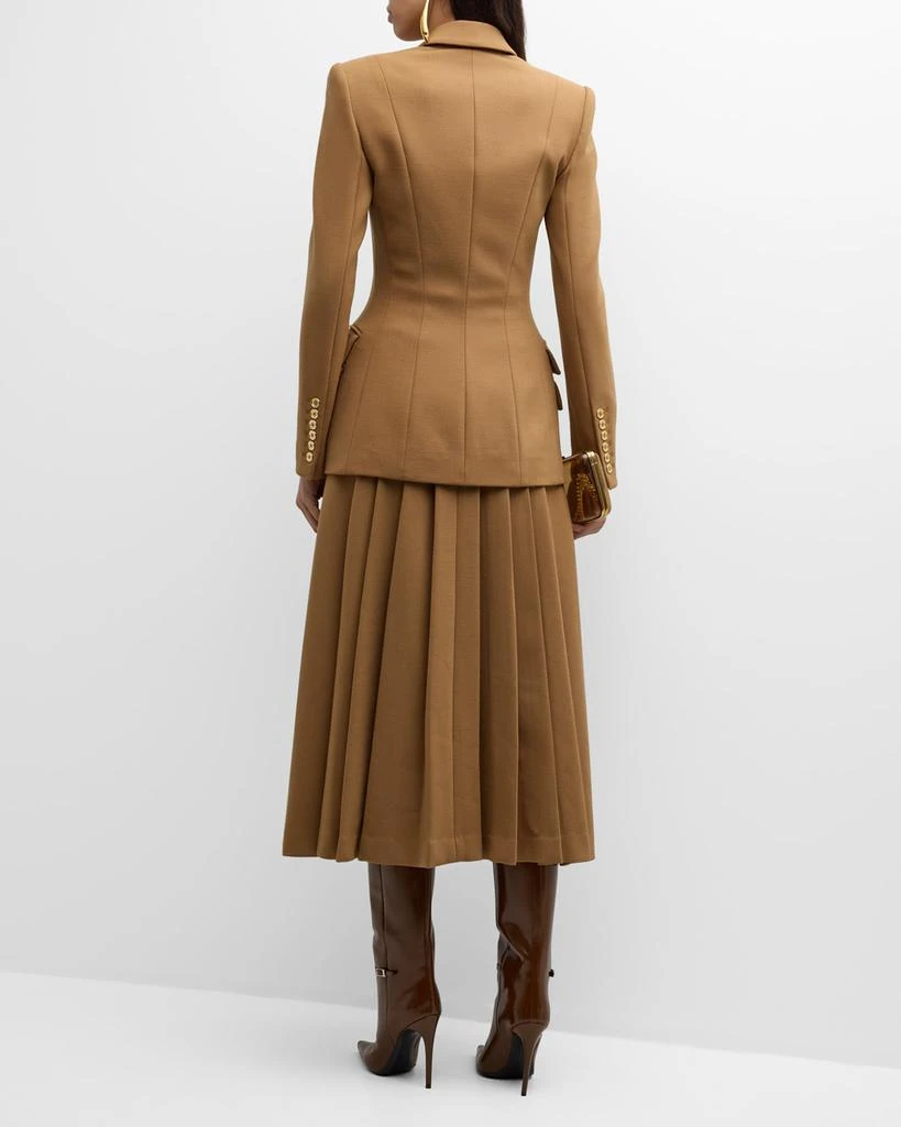 Sergio Hudson Pleated Wool Midi Skirt 4