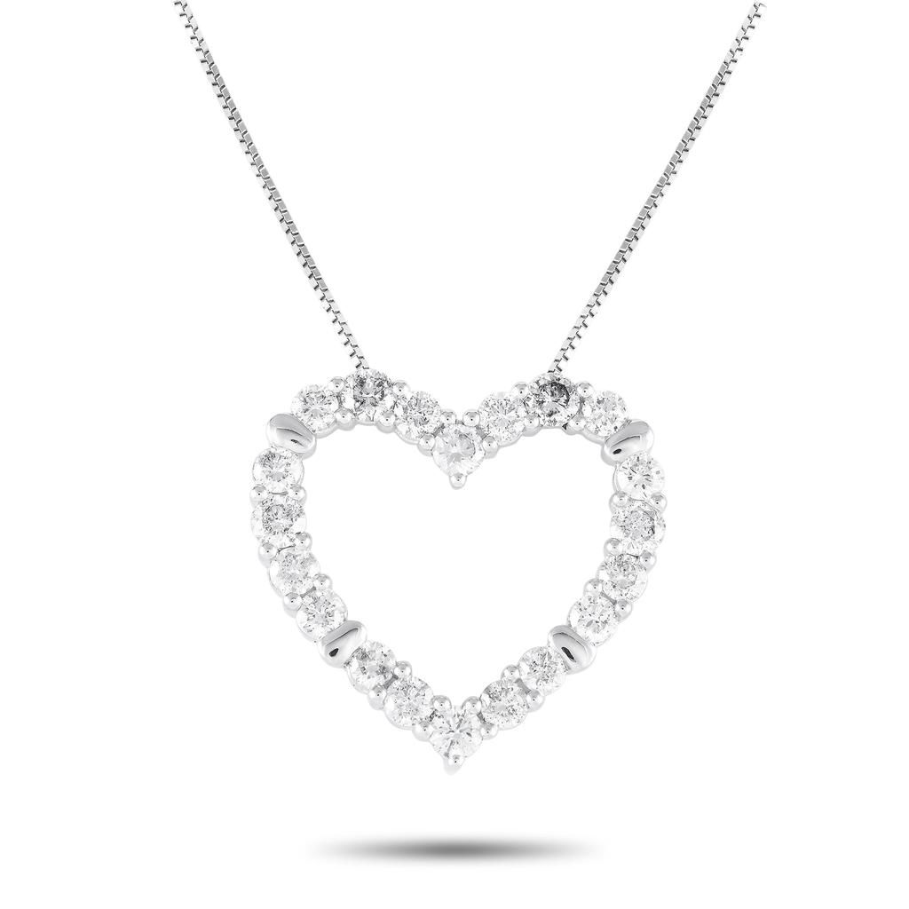 LB Exclusive 14K White Gold 2.0ct Diamond Heart Necklace MF01-053025
