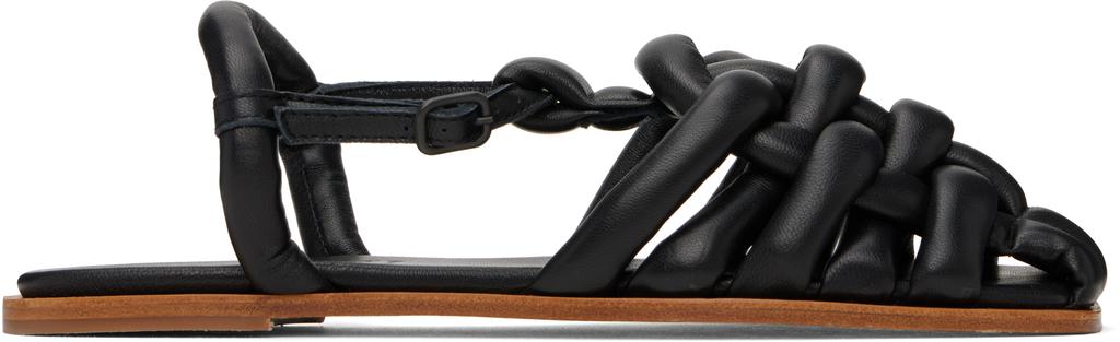 Shop Smooth Grain Leather Cage Design Sandals on Sale at