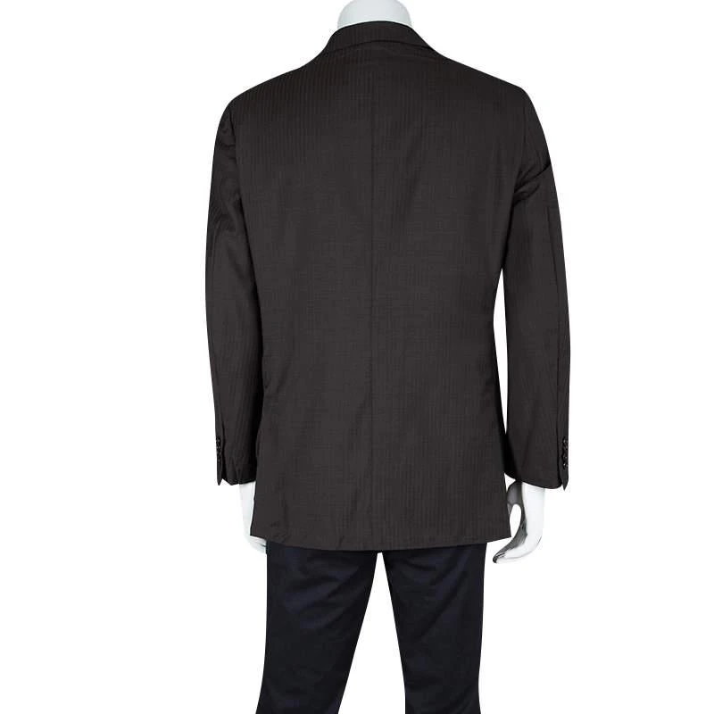 Zegna Ermenegildo Zegna Brown Self Striped Micronsphere Wool Custom Made Blazer XL 3