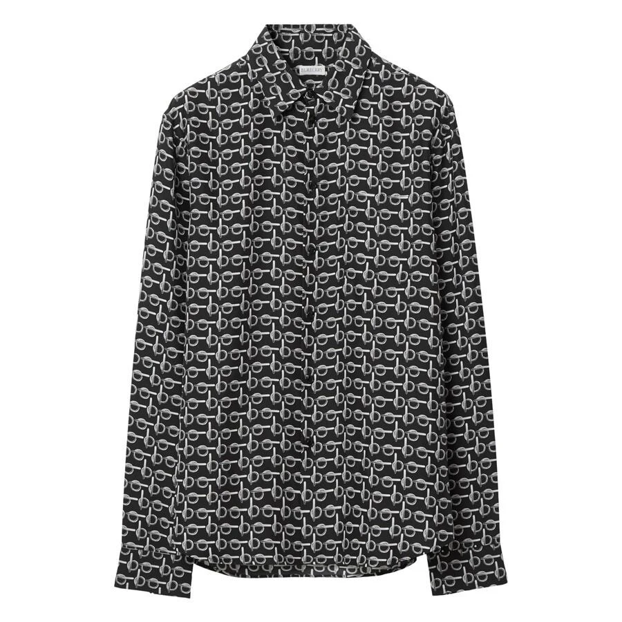 Burberry All-Over Graphic Print B-Line Silk Shirt