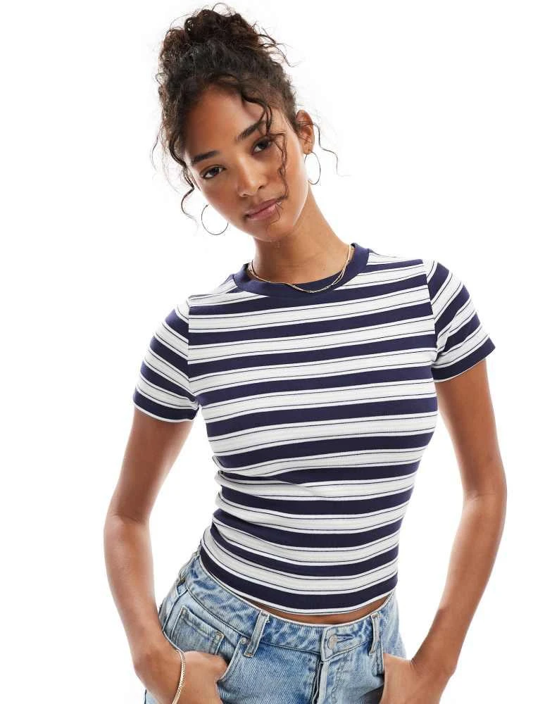 Miss Selfridge Miss Selfridge stripe baby tee in navy 3