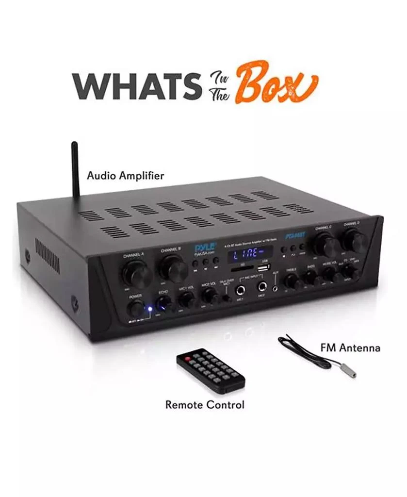 Pyle Bluetooth Home Audio Amplifier, 4-Ch. Audio Source Stereo Receiver System with FM Radio, MP3/USB/SD/AUX Playback (500W MAX) 7
