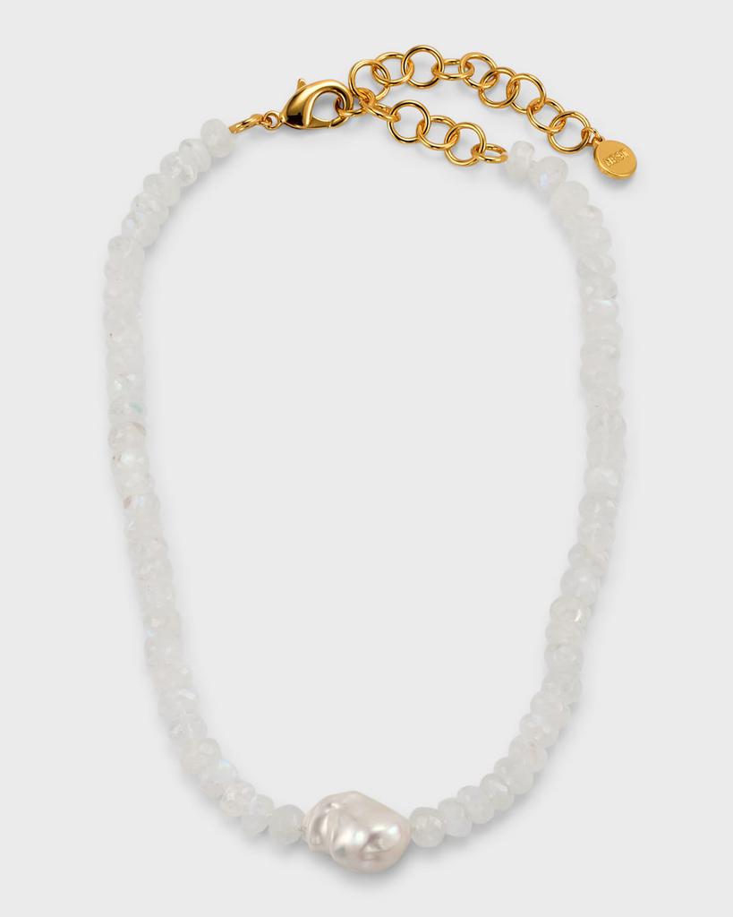 NEST Jewelry Moonstone Strand Necklace With Baroque Pearl