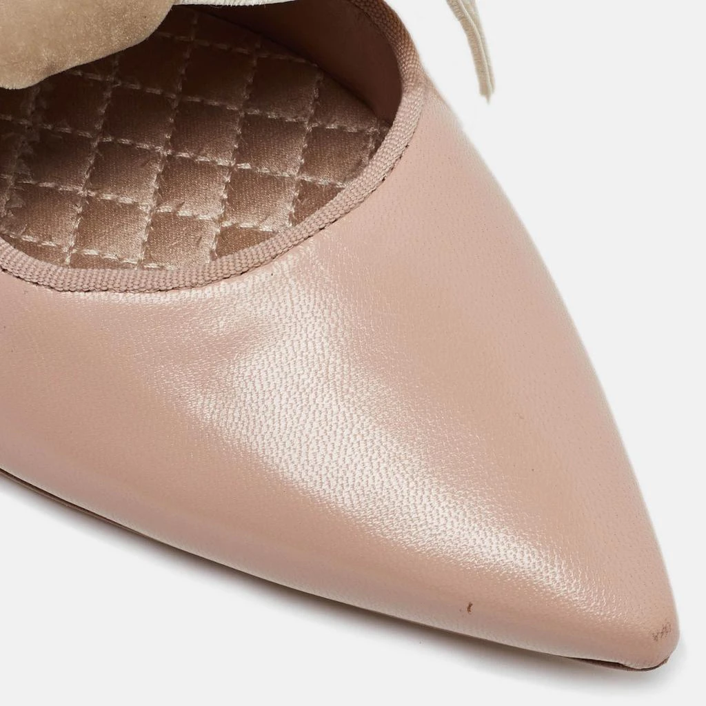 Tory Burch Tory Burch Pink/Beige Leather and Velvet Clara Pointed Toe Ballet Flats Size 39.5 7