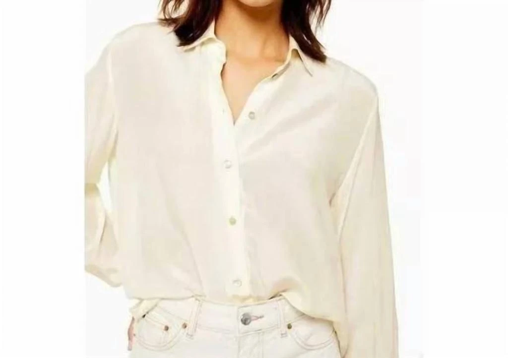 Topshop Pole Situation Button Down Silk Shirt In Ivory 2