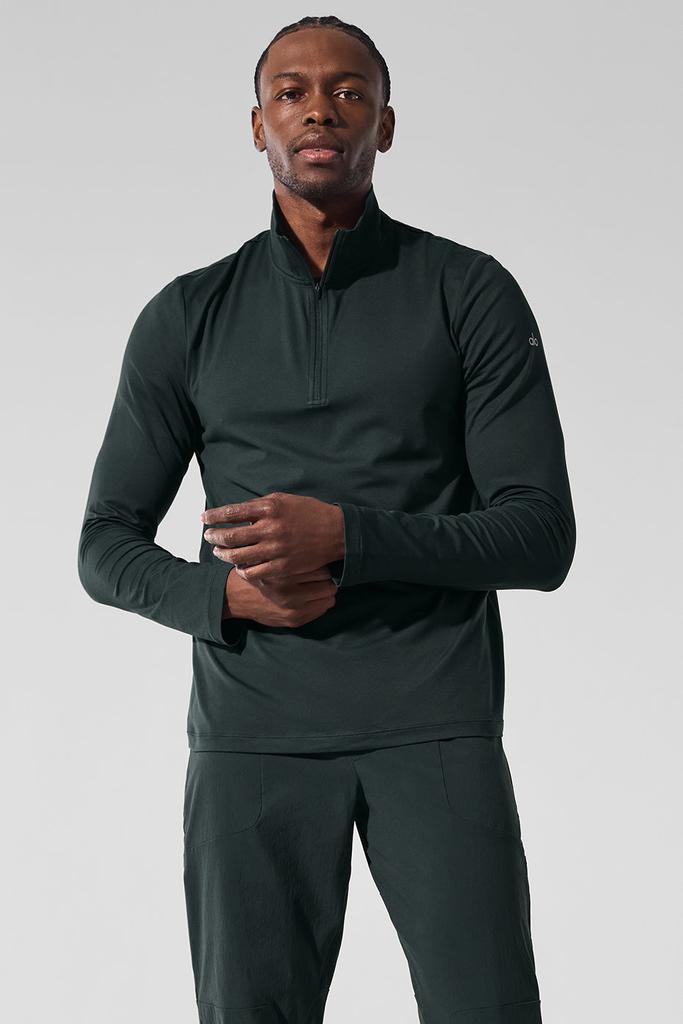 Alo Conquer 1/4 Zip Reform Long Sleeve - Charcoal Green - Yoga