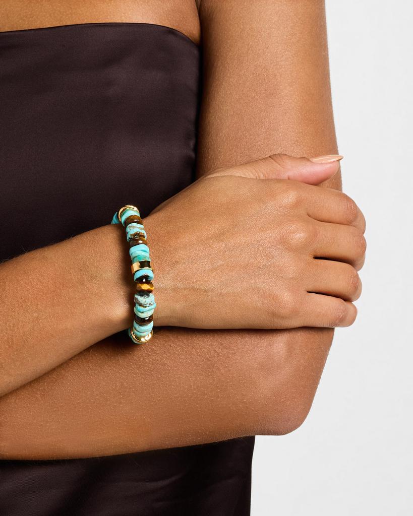 NEST Jewelry Turquoise and Tiger's Eye Mixed Stretch Bracelet