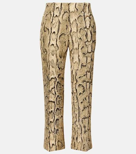 Dries Van Noten Snake-print mid-rise flared jacquard pants 1