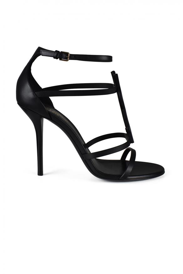 Yves Saint Laurent BLACK CREPE TALLULAH WEDGES - Sandals