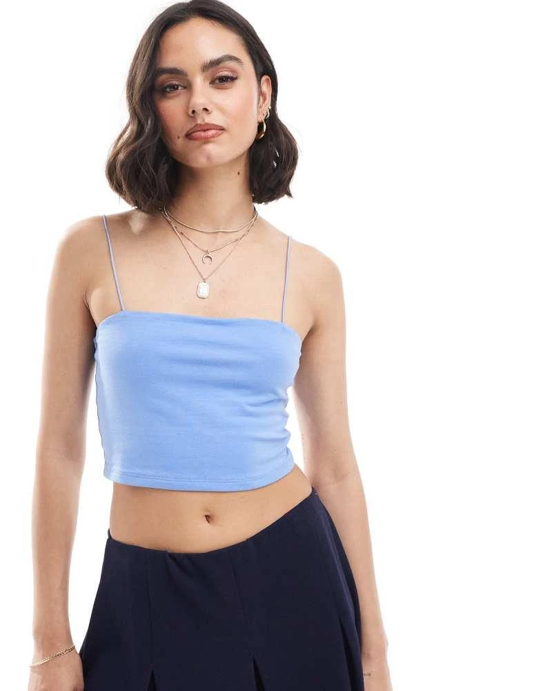 New Look New Look strappy bandeau top in blue 1