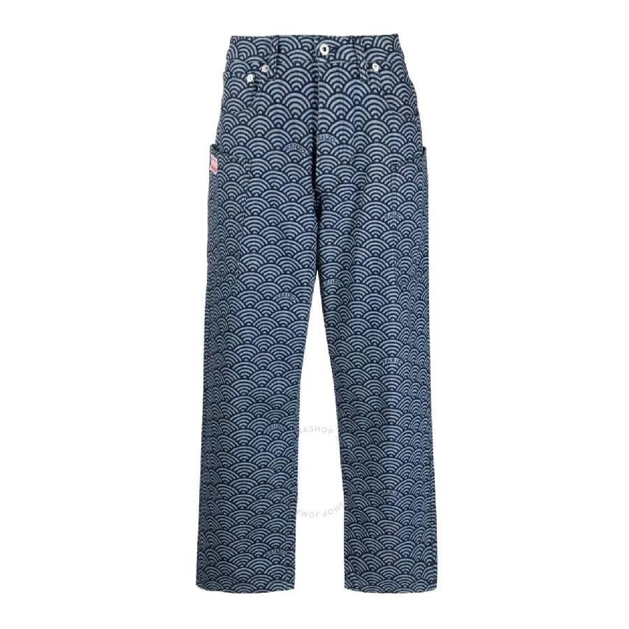 Kenzo Geometric-Pattern Denim Pants 1