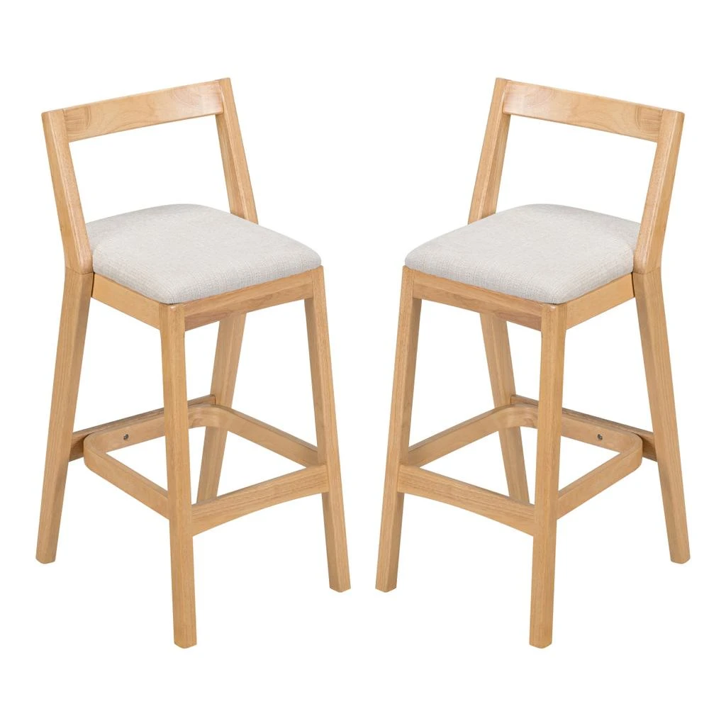 Streamdale Furniture Streamdale Rustic Rubberwood Bar Stool with Comfortable Fabric Seat 2