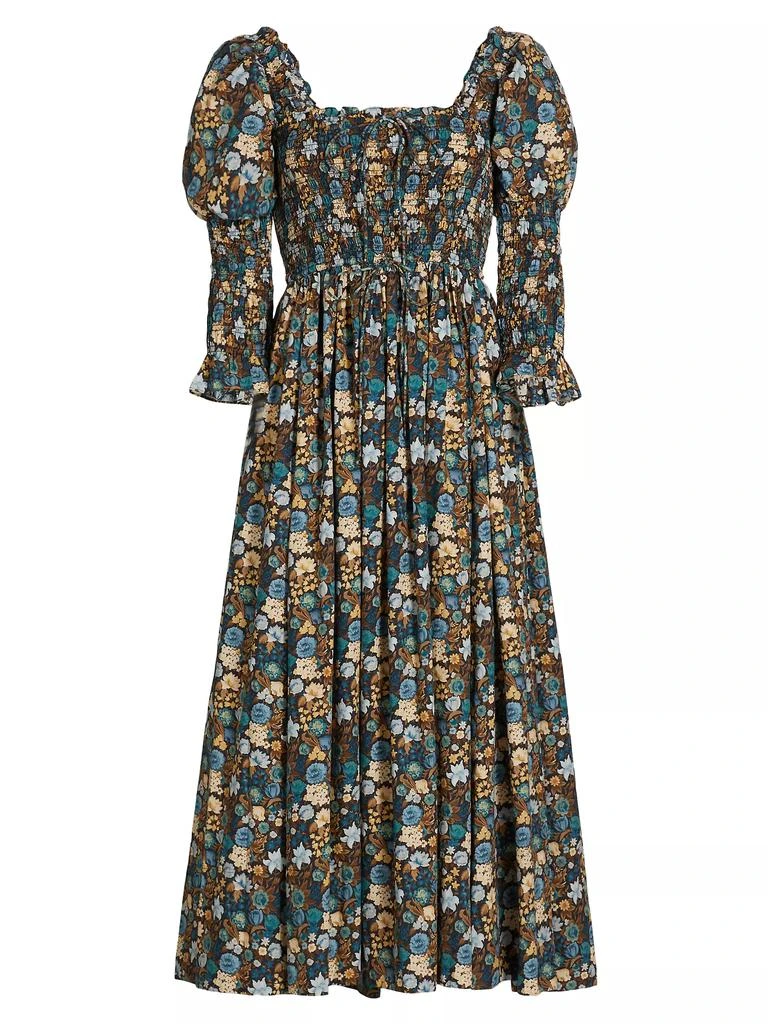DÔEN Bijou Floral Cotton Smocked Midi-Dress 1