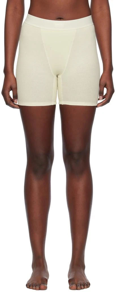 SKIMS Off-White Cotton Rib Boxer Boy Shorts 1