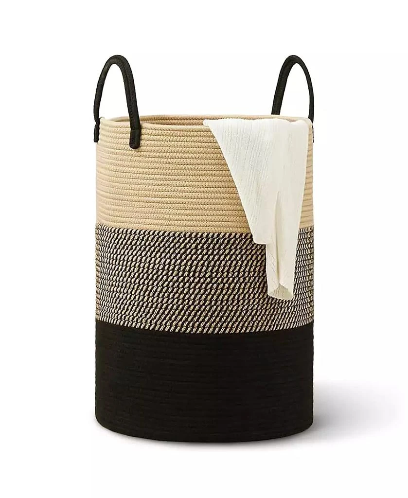 Cheer Collection Large Laundry Hamper (15" x 19.7") - 3 Tone Black/Gray/Tan 8