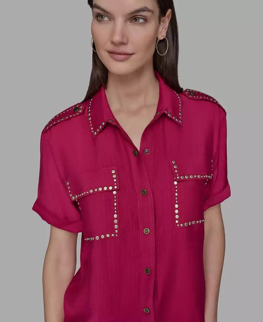 Karl Lagerfeld Paris Women's Studded Short-Sleeve Shirt, P/XS-XL 4