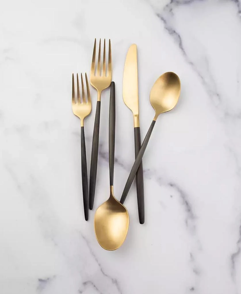 Cambridge Silversmiths Gaze Two Tone Black-Gold Satin 20 Piece Flatware Set, Service For 4 4