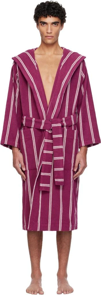 Tekla Pink Terry Hooded Bathrobe