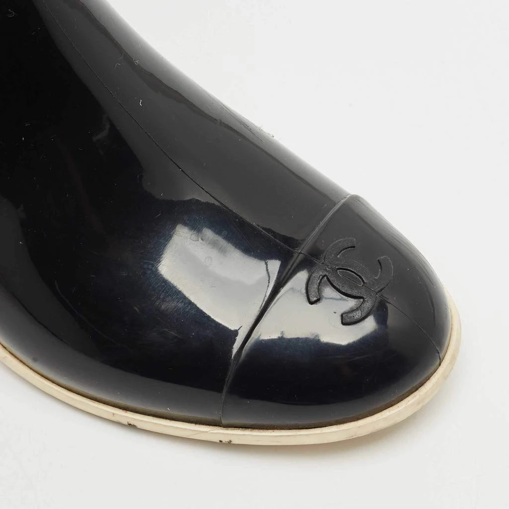 Chanel Chanel Black Rubber Camellia Embellished CC Rain Boots Size 39 7