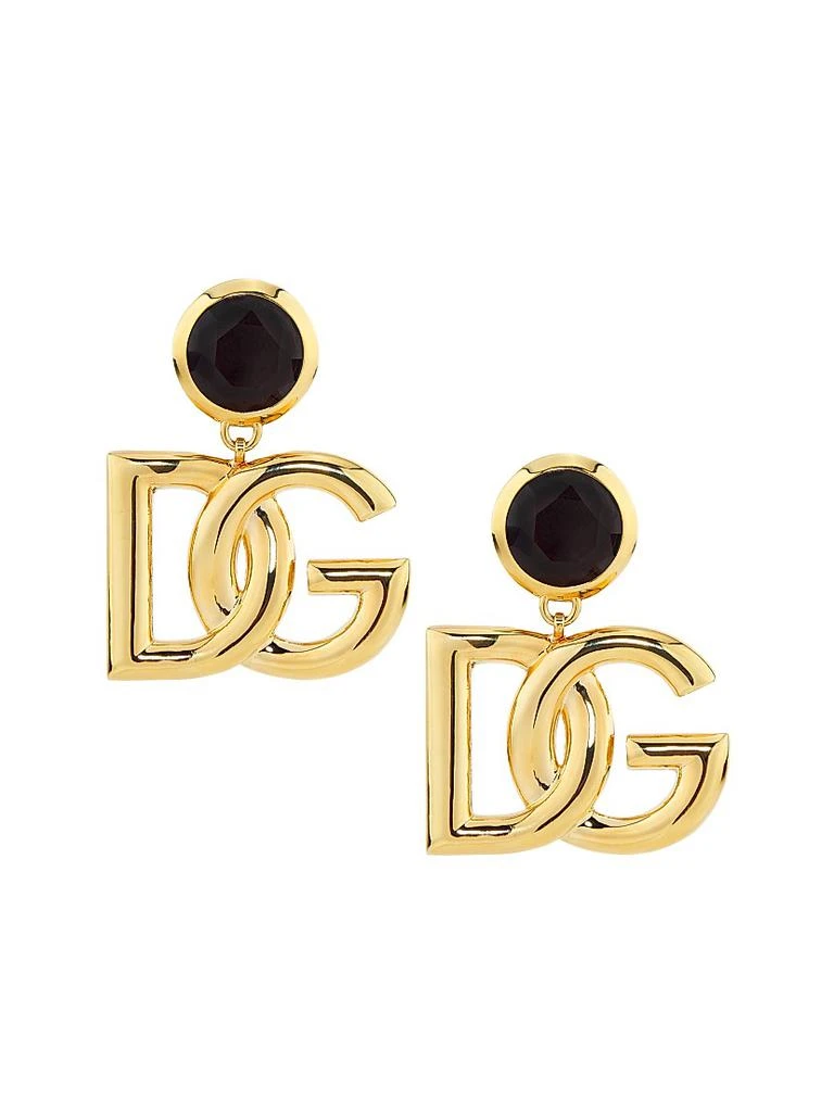 Dolce & Gabbana Goldtone Logo & Crystal Clip-On Drop Earrings