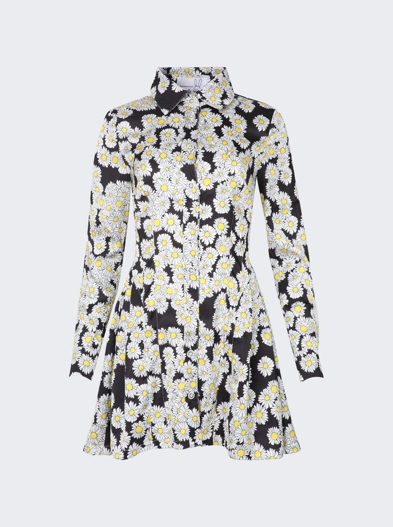 Natasha Zinko Daisy Print Mini Long-sleeve Shirtdress