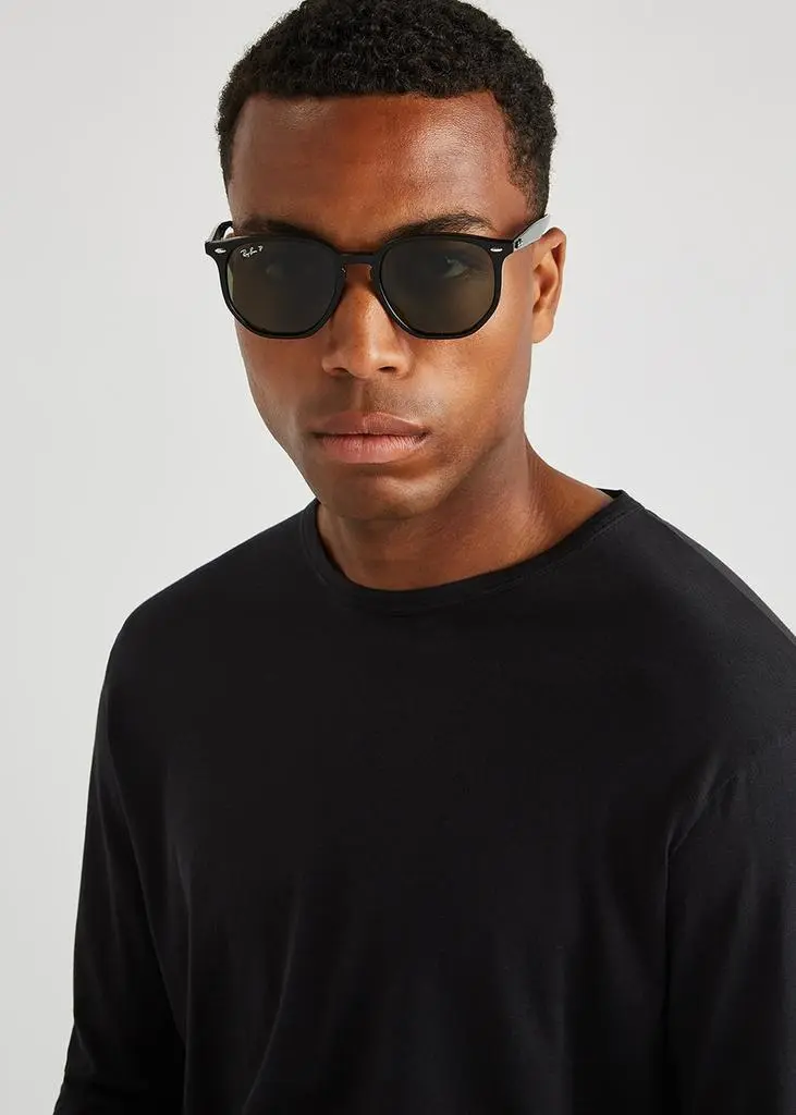 Ray-Ban Black polarised round-frame sunglasses 5