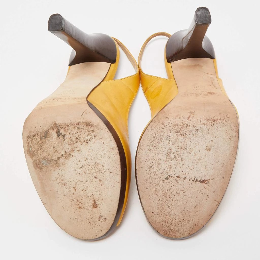 Jimmy Choo Jimmy Choo Yellow Leather Peep Toe Slingback Pumps Size 39.5 6