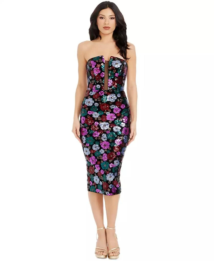 Dress The Population Women's Sequin Mesh Panel Erica Dress 1