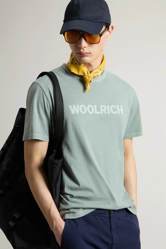 Woolrich Garment-Dyed T-shirt in Light Pure Cotton - Men - Green 4