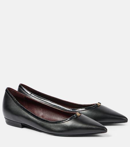 36 2/1 ザロウ Claudette Bow Leather Ballet Claudette Bow leather ballet flats in black - The Row