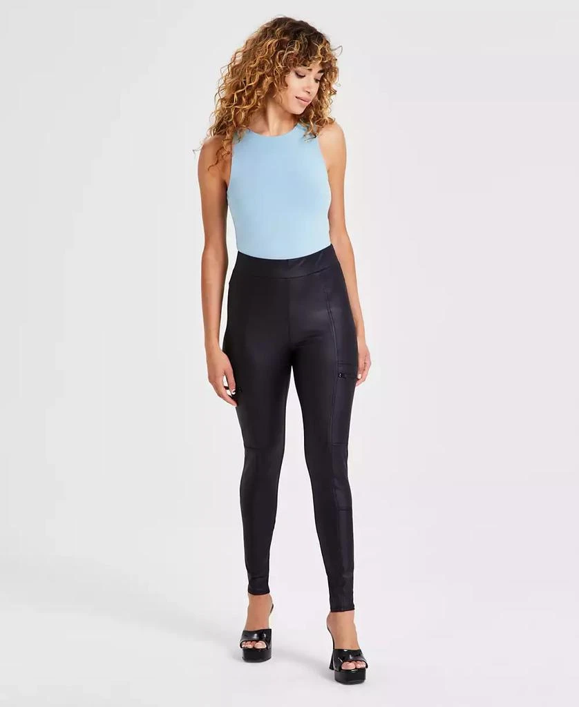 Bar III Women's Coated Zipper-Pocket Leggings, Created for Macy's 1