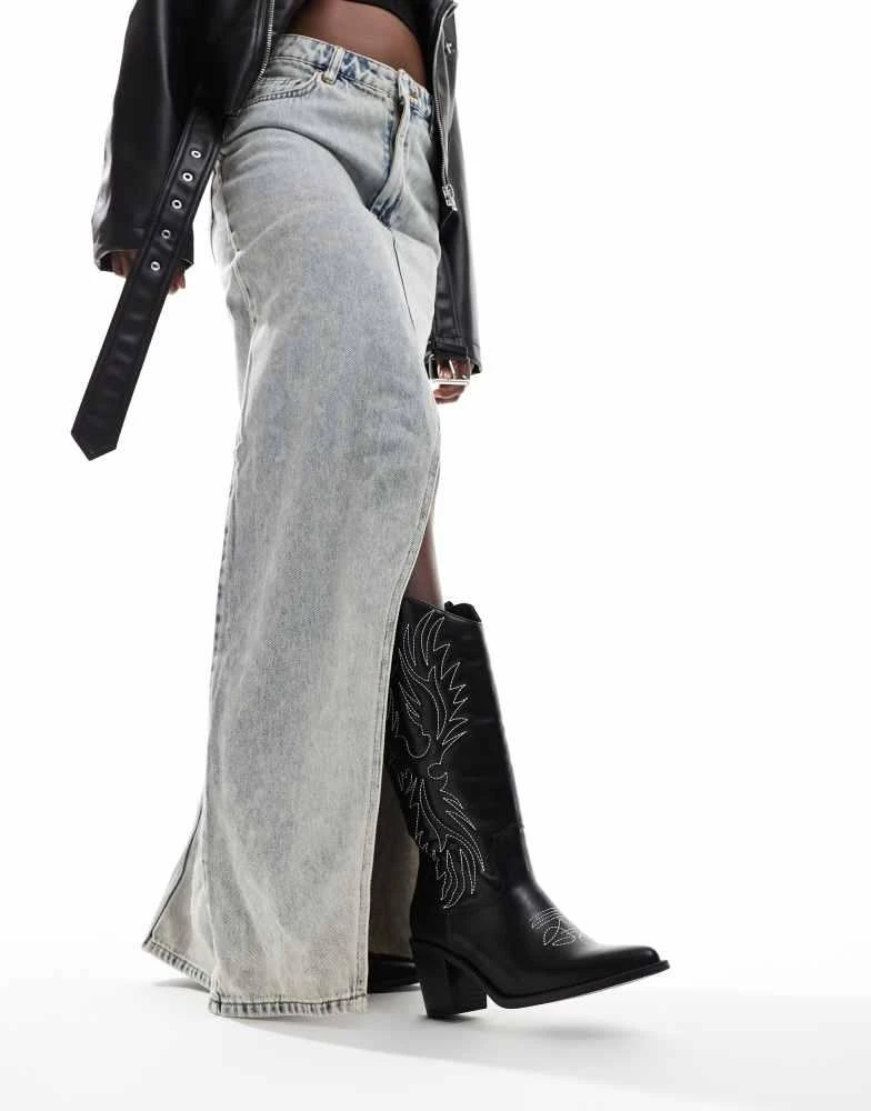 Glamorous Glamorous western heeled knee boots in black 3
