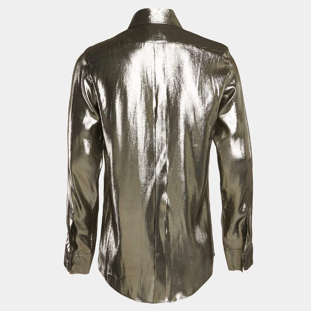 Dolce & Gabbana Dolce & Gabbana Gold Metallic Lamé Long Sleeve Shirt M 2