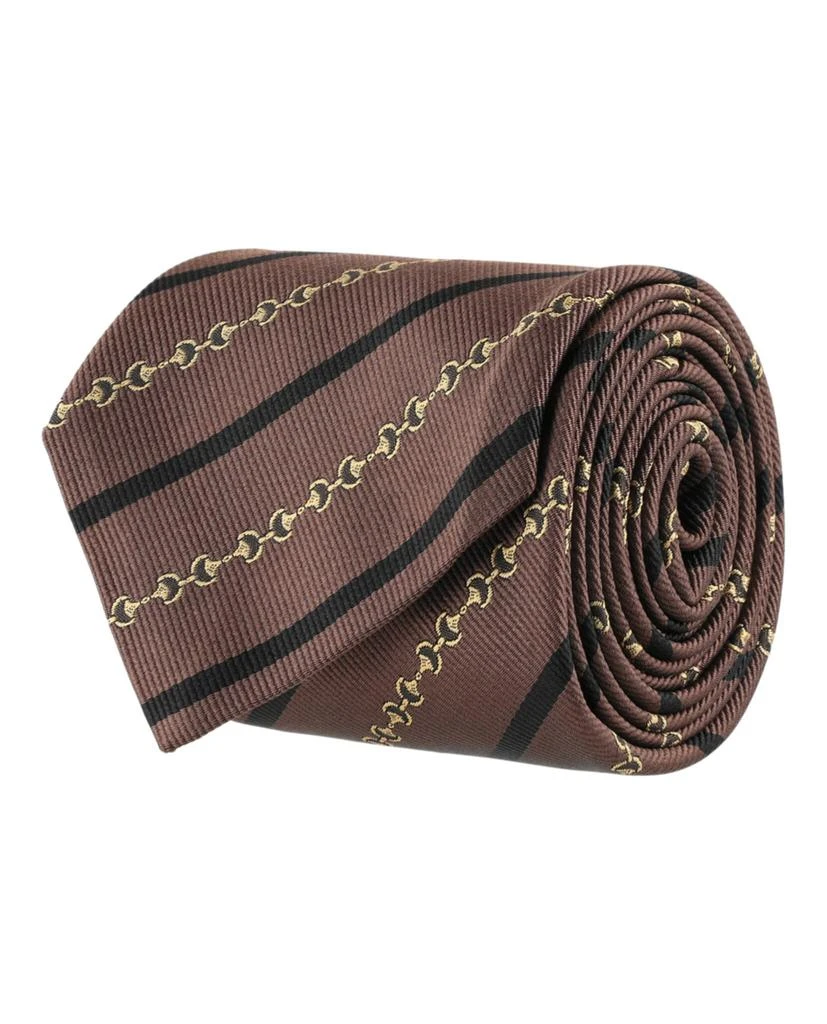 Gucci Diagonal Horsebit Silk Jacquard Tie