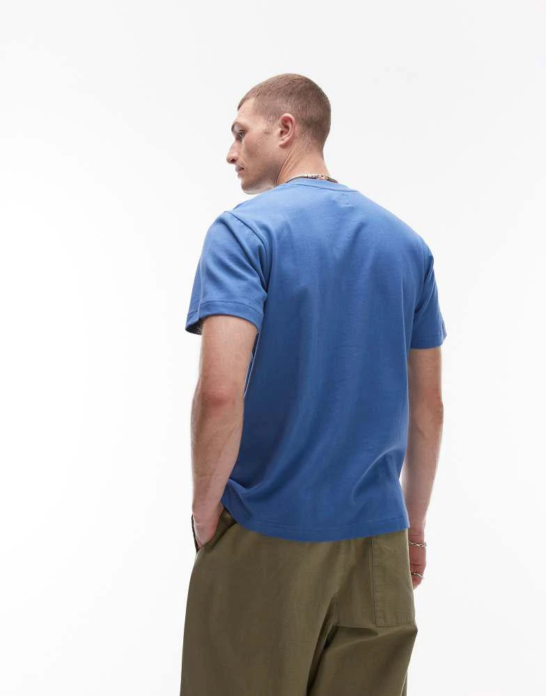 Topman Topman boxy fit t-shirt with flower embroidery in blue 4