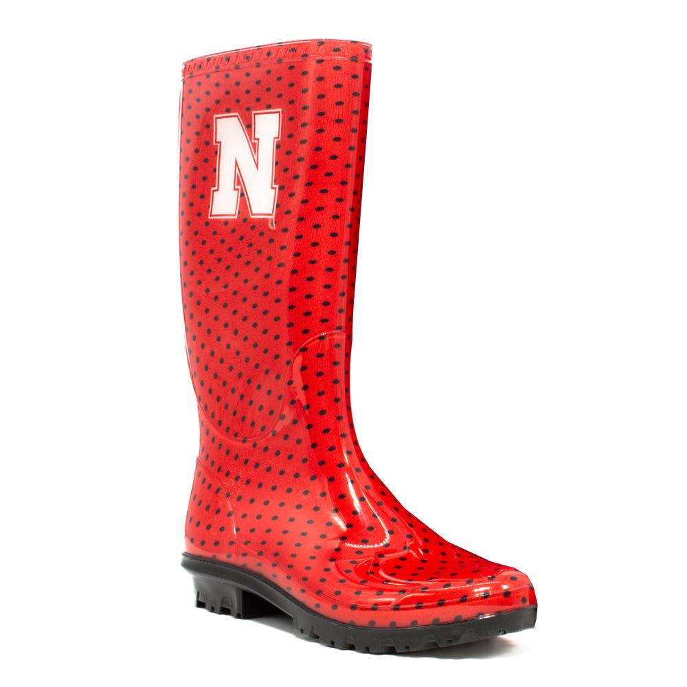 Gameday Boots University of Nebraska Polka Dot Round Toe Rain Boots