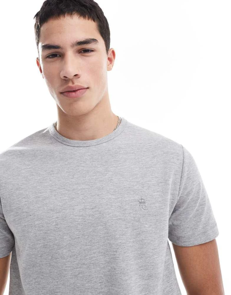 French Connection Mens French Connection micro ottoman t-shirt in light grey melange 1